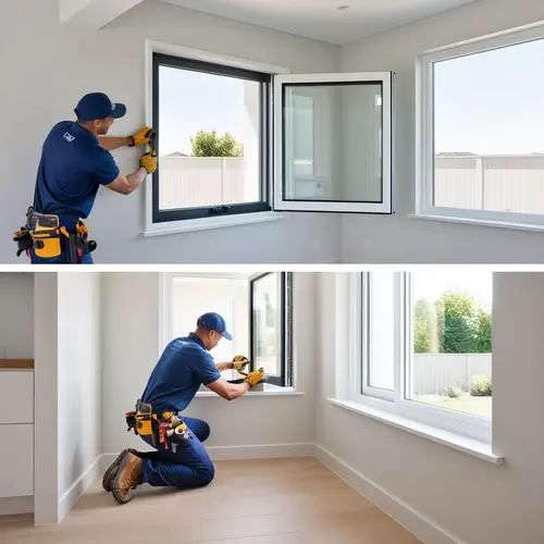 A window and door installer carefully fitting a new window into place, following key window and door installer tips to ensure proper installation and energy efficiency.